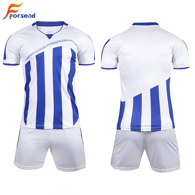 

Thailand Quality White & Blue Football Shirt Maker Soccer Jersey Kits Soccer Wear Set, Custom color