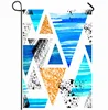 Outdoor Garden Flags 12"x18" Inch Brush Blue Artistic Abstract Watercolor Triangle Pattern Triangles