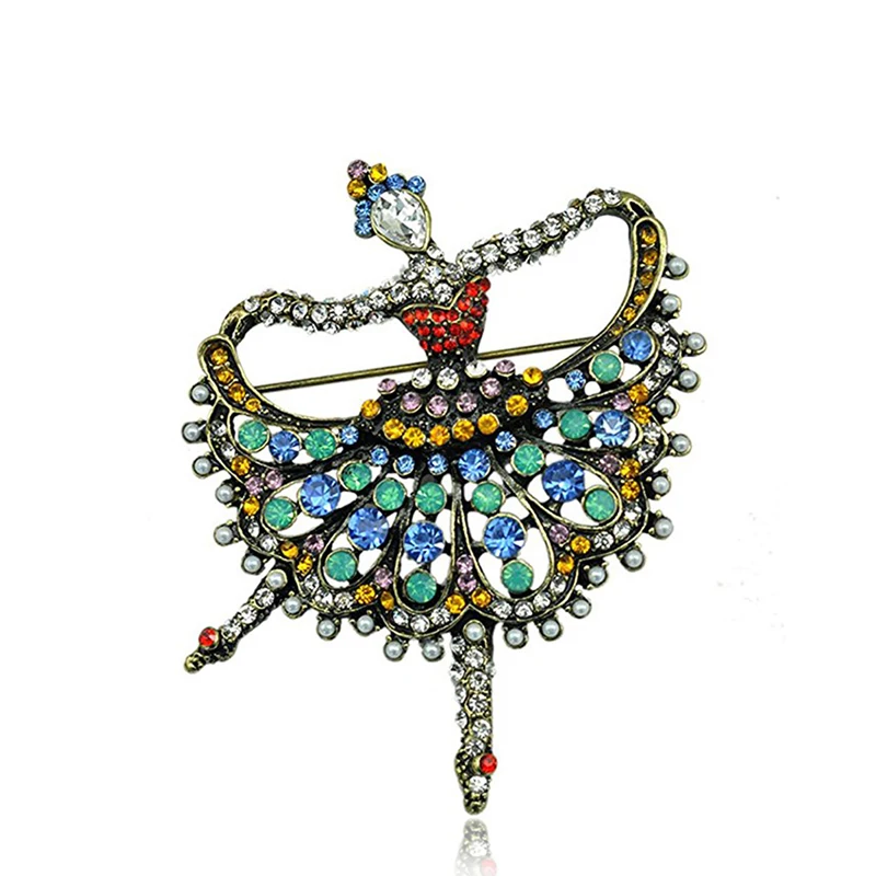 

Multicolored Crystal Girl Dancer Ballet Brooch Ballerina Brooch Rhinestone Dance Teen Girl Brooch Pin, Multicolor