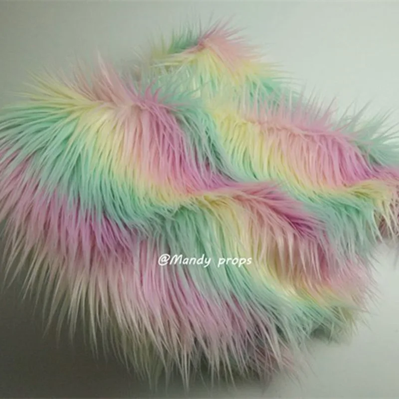 
Rainbow unicorn faux fur fabric,Mongolian fur blanket,Doll Unicorn slippers fur 