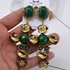 Baroque style green cross earrings vintage dangle earrings for women new fashion jewelry wholesale