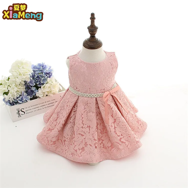 

Hot selling summer sleeveless white and pink dress kids girl princess, White pink