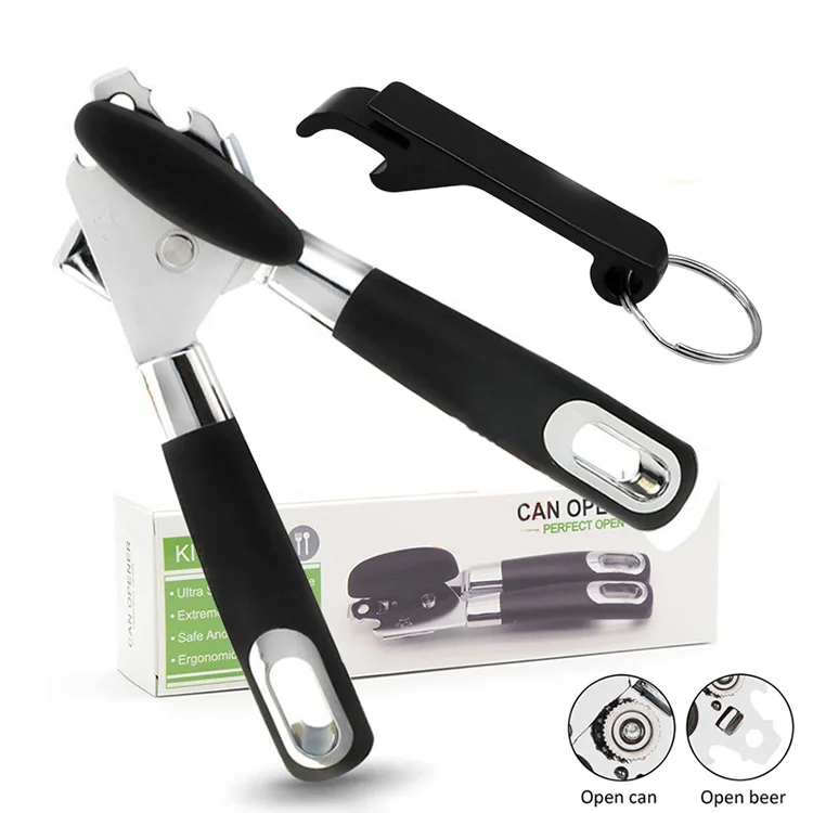 online2019  New Design 304 Stainless Steel Can Opener Manual Can   Opener Smooth Edge Can Openers  Beer Bottle Opener Canning
