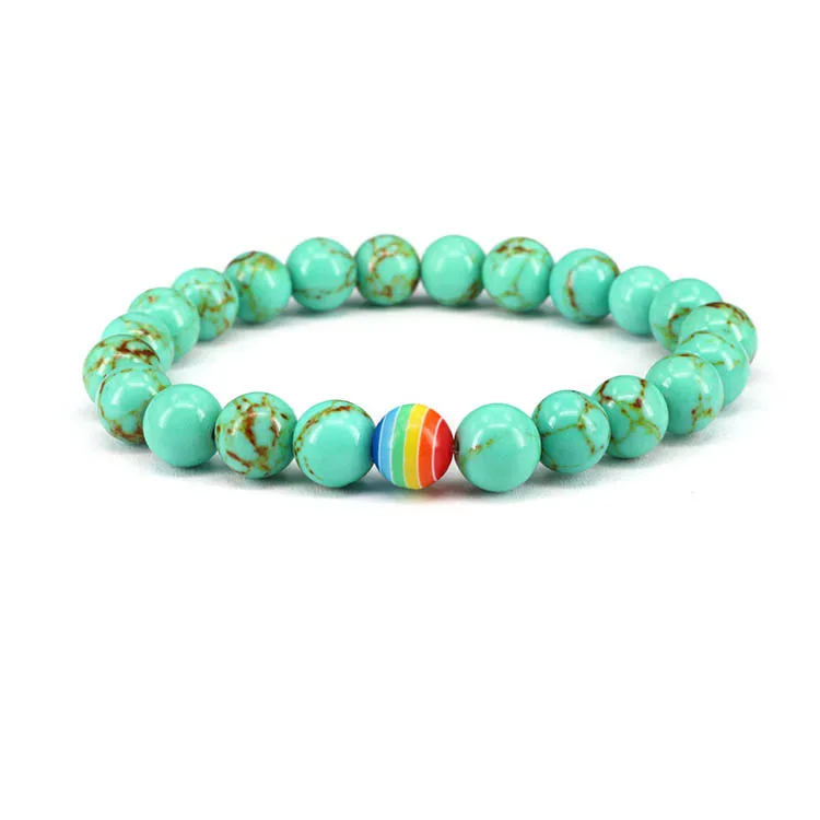 

8mm round stone stretch bracelet synthetic turquoise beads