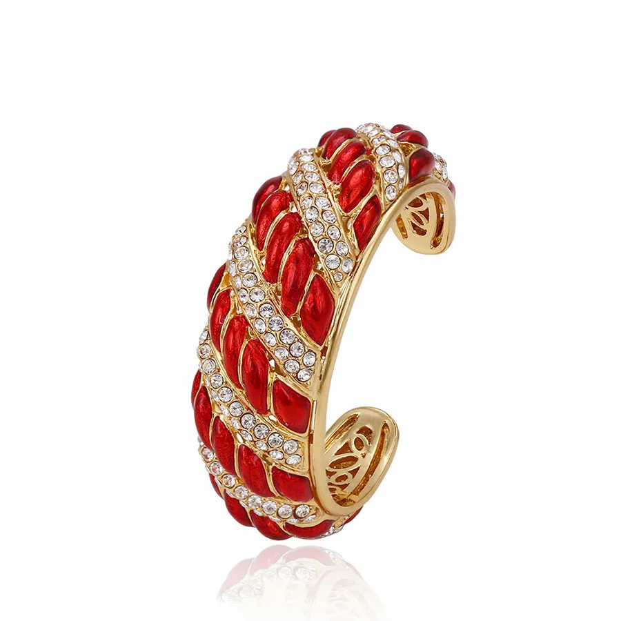 

bangle-92 xuping CZ jewellery Adjustable gold red enamel Cuff Bangle bracelet