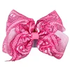 Wholesale 8 inch Children's JOJO BOW Hot sale satin ribbon bow girls dark pink Headwear Hair accessories