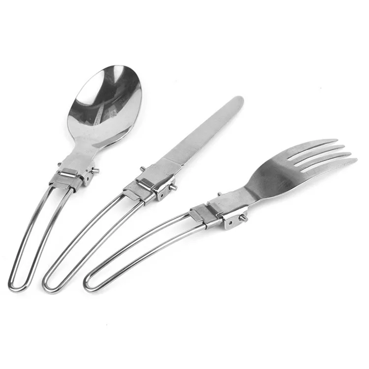 

Outdoor Ultralight Portable Stainless Steel Folding Knife Fork Spoon Camping Dinnerware Set Tableware Set