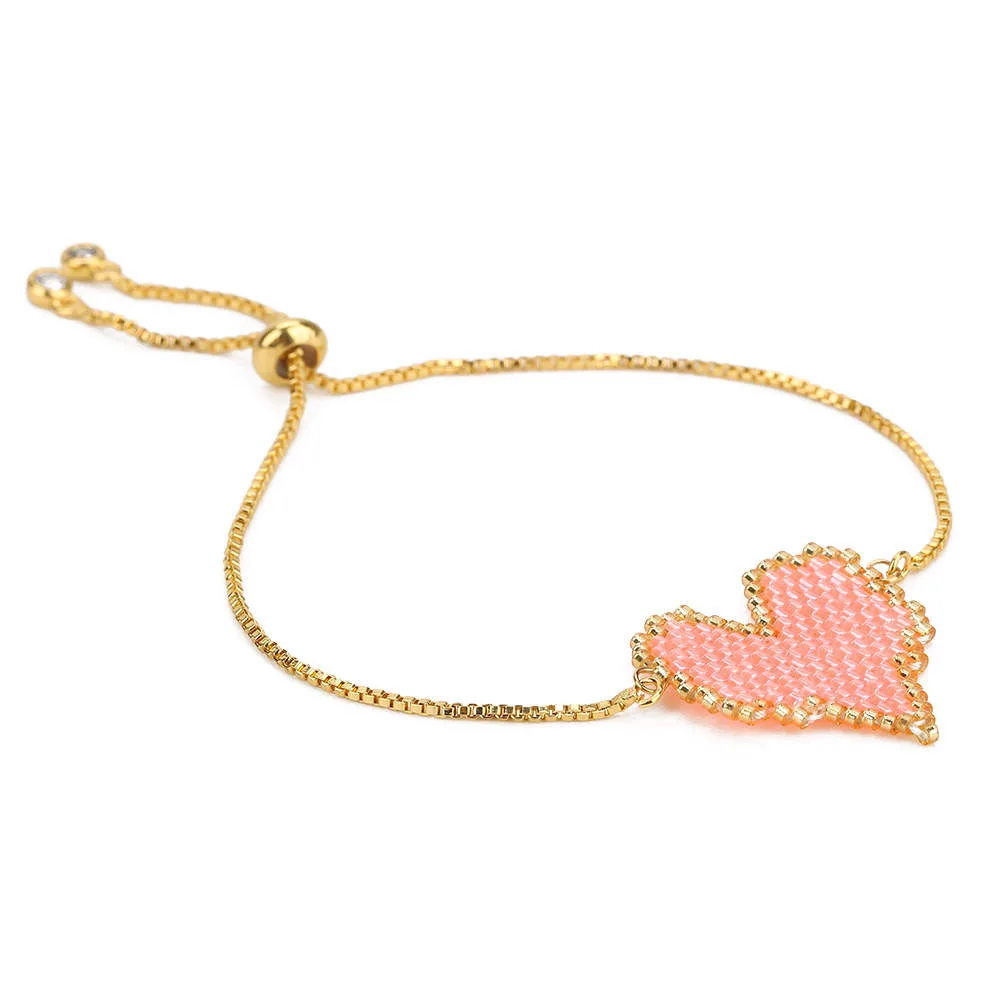 

Hot Sale Ladies Miyuki Bracelet Seed Beads Braided Heart Pattern Bracelet Jewelry Chain Bracelets For Women Wholesale, Please check the color options
