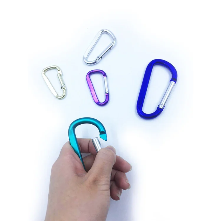 5x50 Aluminum Springs Flat Design Aluminum 6061Climbing Clip Aluminum Snap Hook Colorful Keychain