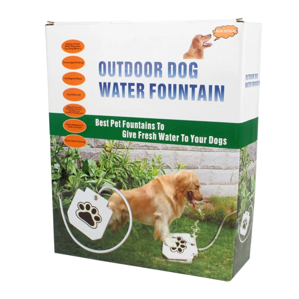 Outdoor Automatic Dog Water Paw Fountain With 41" Hose Pet Stepon Drinking Training Tool For