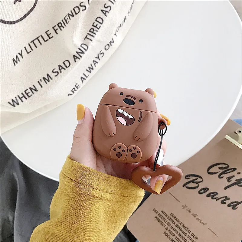 

We Bare Bears Wireless Bluetooth Earphone Case For Apple For Airpods Silicone Headphones Cases, Brown