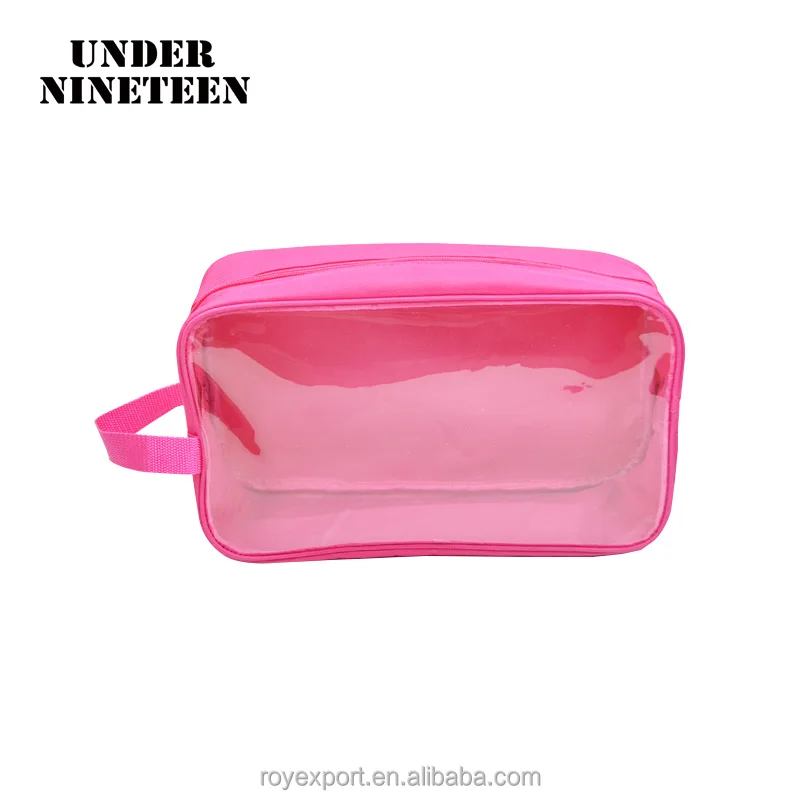 

Wholesale cheapest two zipper Promotional pvc & polyester travel storage bags for shoe bags, Red