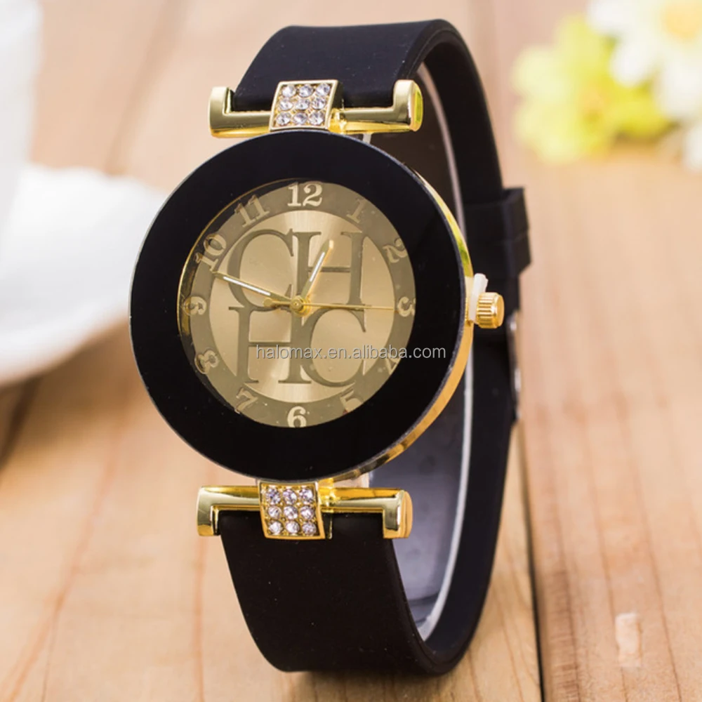 

Fashion Brand Black Geneva Casual Quartz Watches Women Crystal Silicone Watches Relogio Feminino Dress Wrist Watch Hot sale