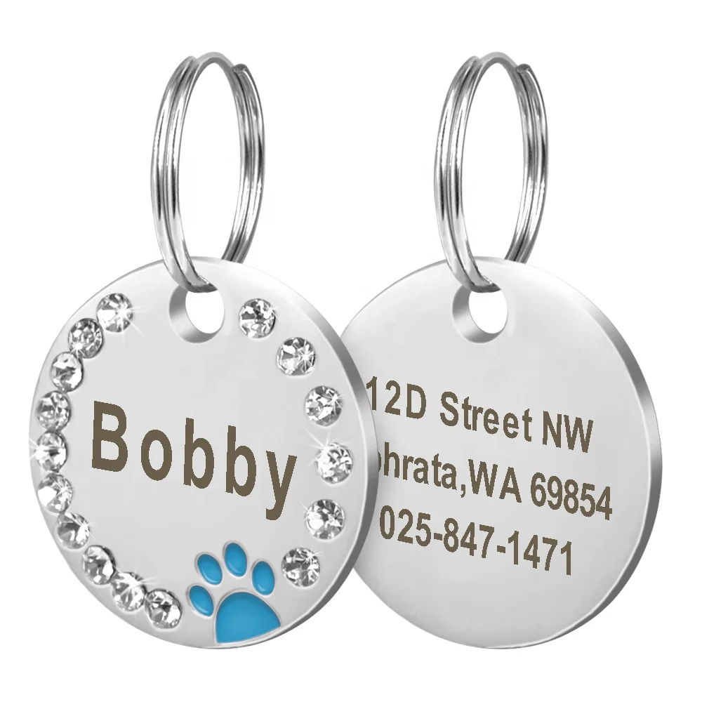 

Berry Hot Sales Rhinestone Customized Alloy Engraved Pet ID Tags, N/a