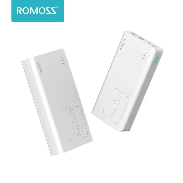 ROMOSS High Capacity LED 30000mAh 18W PD Three Ports Fast Charger Portable Powerbank Power bank for Huawei .