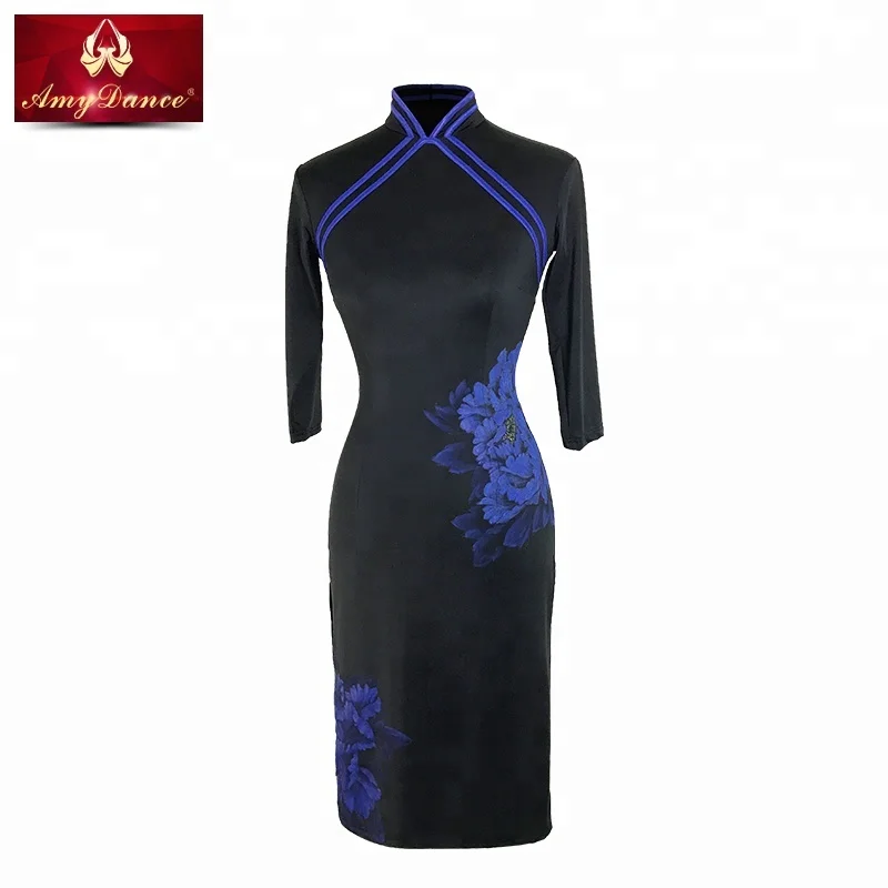
Elegant chinese modern hand painted cheongsam dress womens 