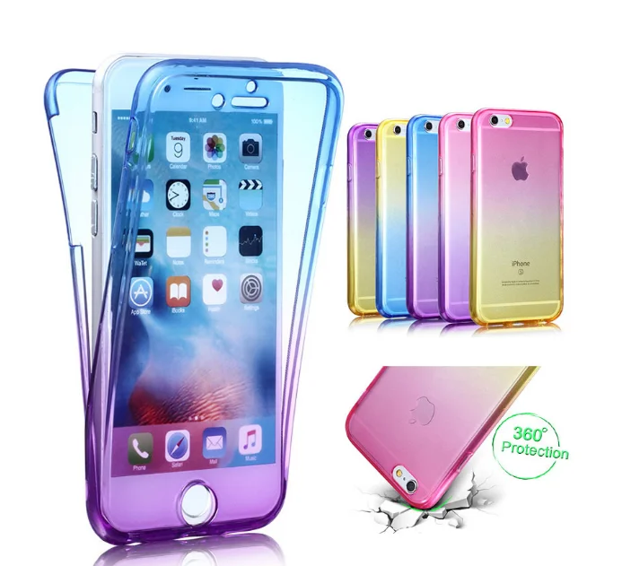 Full cover color change phone case for iphone x 2018 transparent, 360 degree protection for iphone transparent color case