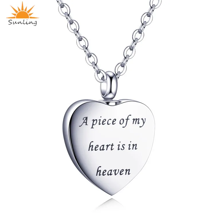 

Wholesale Silver personalized engraving heart cremation urns necklace pendant jewelry for women men pet ashes keepsake