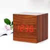 New Arrival Hot Sales Modern Square Colorful Wooden Bamboo Digital Single Face Thermometer Led Alarm Clock