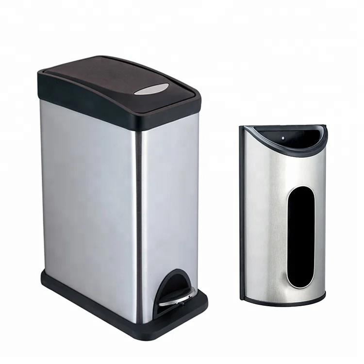 

rectangular shape stainless steel recycling mirror pedal bin with bag saver