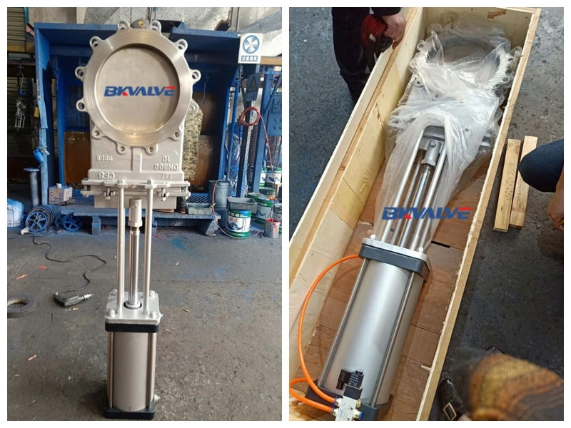 Two way flow DI air actuator operated pneumatic knife gate valve 