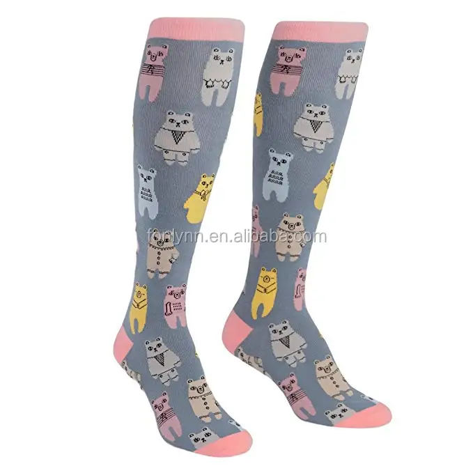 wholesale custom design colorful thigh knee knitting sock