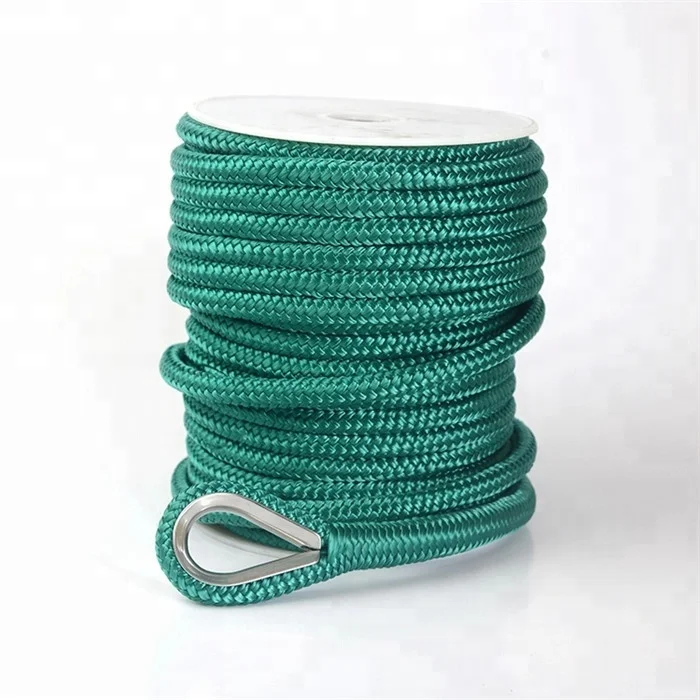 Top performance customized package and size nylon double braided anchor line rope for sailboat, yacht marine rope