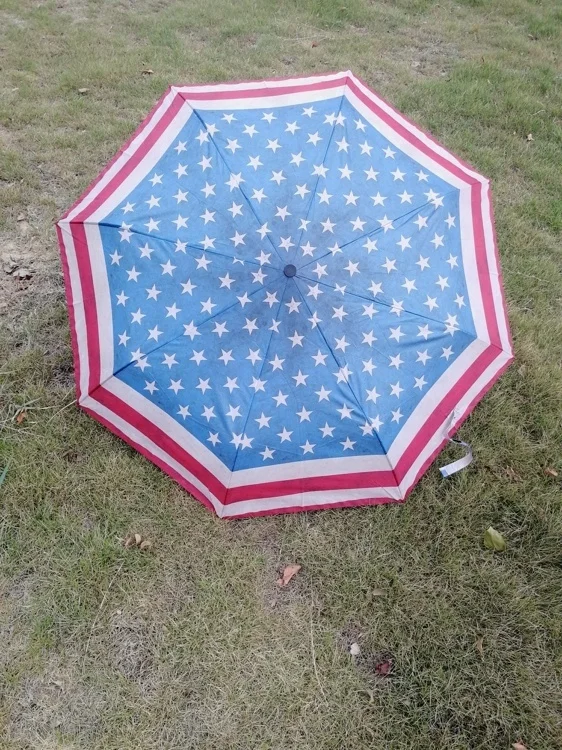 21x8ribs 三折半自动美国国旗雨伞库存