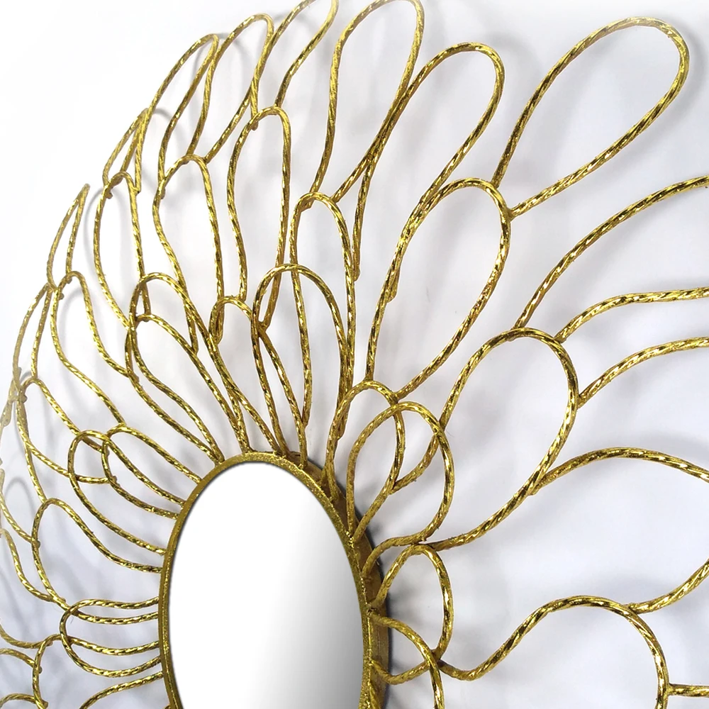 50 Inch 126cm Flower Shape Gold Large Wall Mounted Metal Frame Mirror
