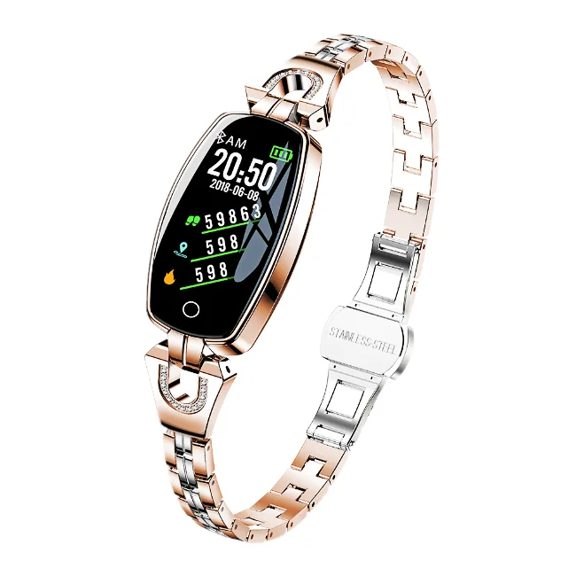 

HR Smart Band Women Girls Smartwatch Bracelet Wear Stainless Steel Strap Jewel Watch H8, N/a