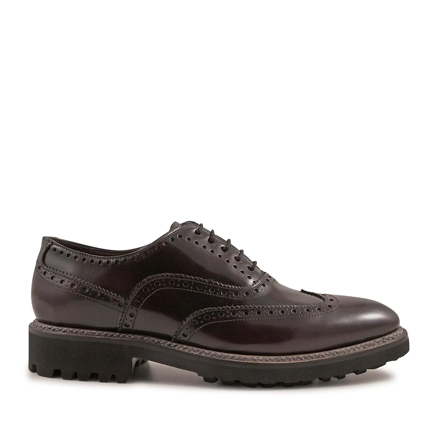 LEONARDO SHOES Men's 4768SPAZZOLATOBORDEAUX Burgundy Leather Lace-up Shoes
