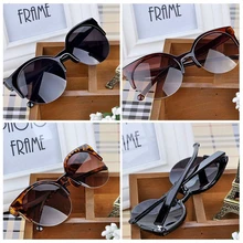 High Quality 2015 New Fashion Retro Designer Super Round Circle Glasses Cat Eye Semi-Rimless Women’s Sunglasses Glasses Goggles