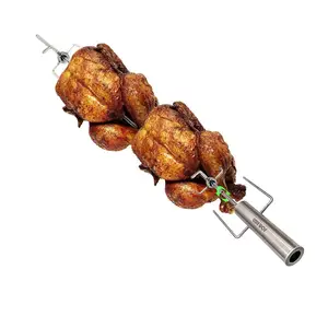 Image of Jonhen Rotisserie Kit Deluxe Automatic Charcoal Cordless Spit Kit Adjustable Length Portable Electric Rotating Skewer