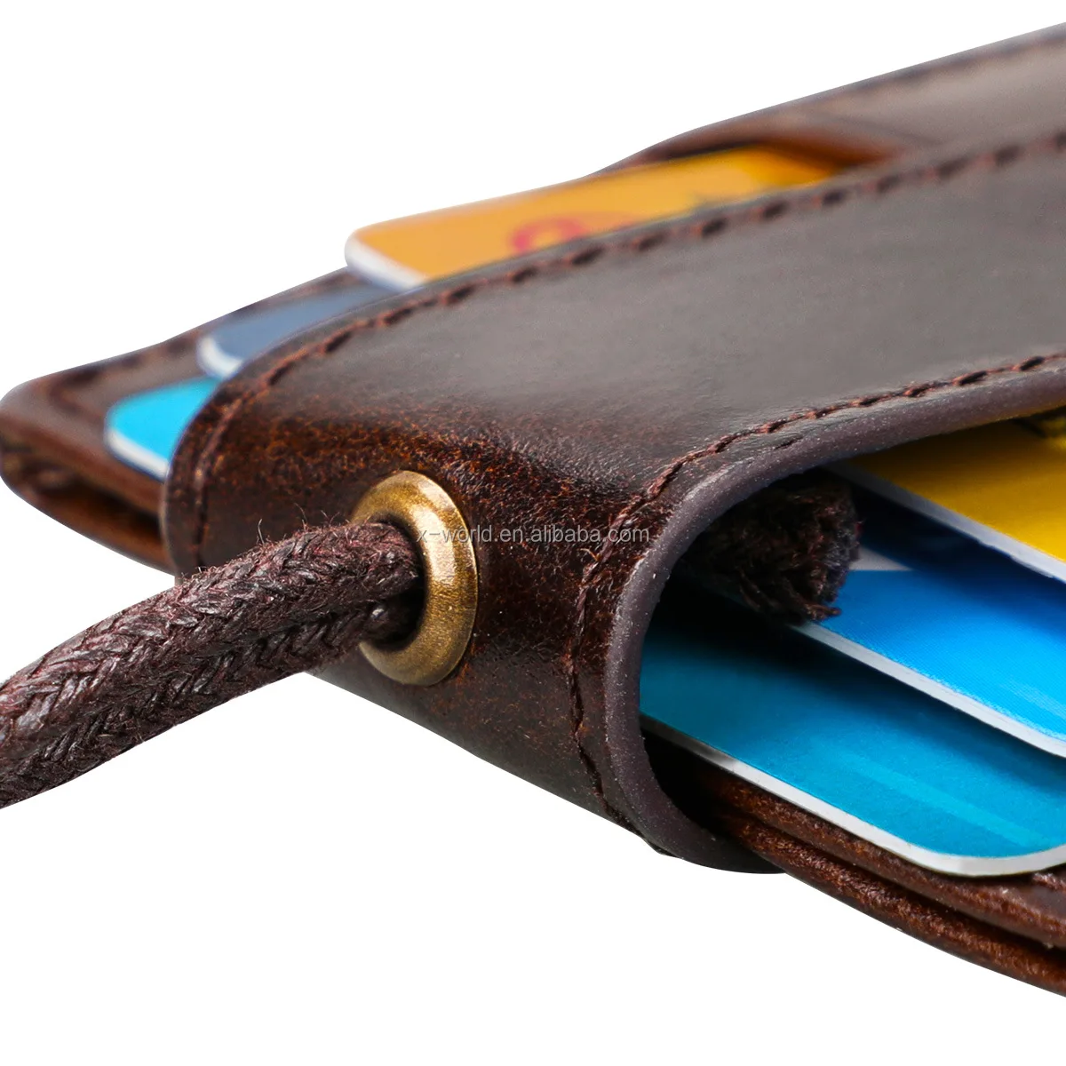 Slim Bills & Credit Card Holder ID Card Case Useful Purse With Neck Strap Wallet