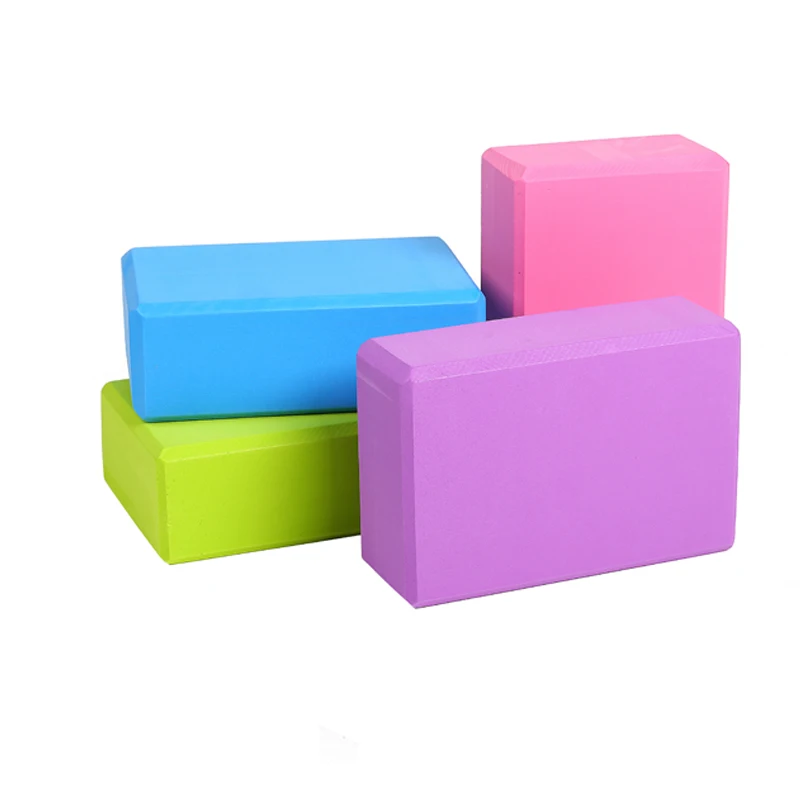 

4 Colors EVA Yoga Block Colorful Foam Block Pilates Brick Fitness Exercise Workout Stretching Aid Body Shaping Tool 9*6*3 Inch, Blue green pink purple
