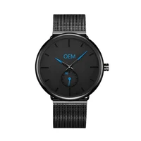 

Watch Custom Logo Make Your Own Design Blue Hands OEM Men Watches Ultra-thin Custom Blue Logo Watch Men Personalized