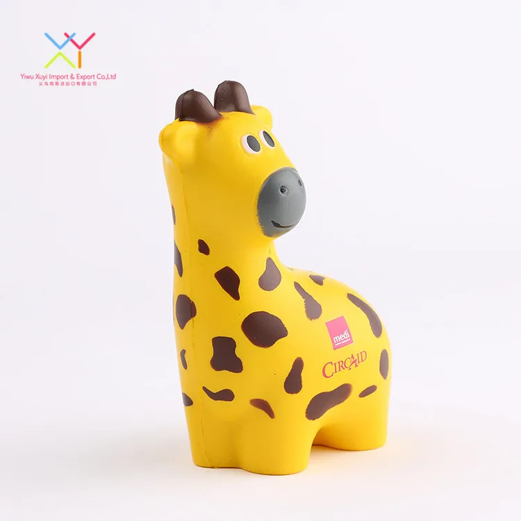 Top quality pu giraffe animal shape stress balls promotional gifts animal stress ball for stress reliever