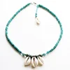 LS-D880 High Quality cowrie shell necklace with turquoise beads necklace handmade jewelry