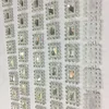 Clear crystal mesh design single row plastic rhinestone trimming ,white mesh trimming for embroidery patch
