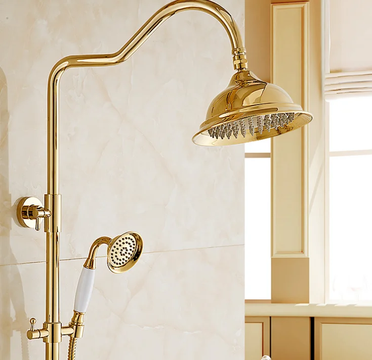 Bathroom Brass Gold Color Shower Set Handheld Shower,Rainfall Shower