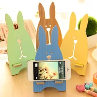 

Wholesale price wooden cell mobile phone stand holder MDF desk rabbit wooden phone holder