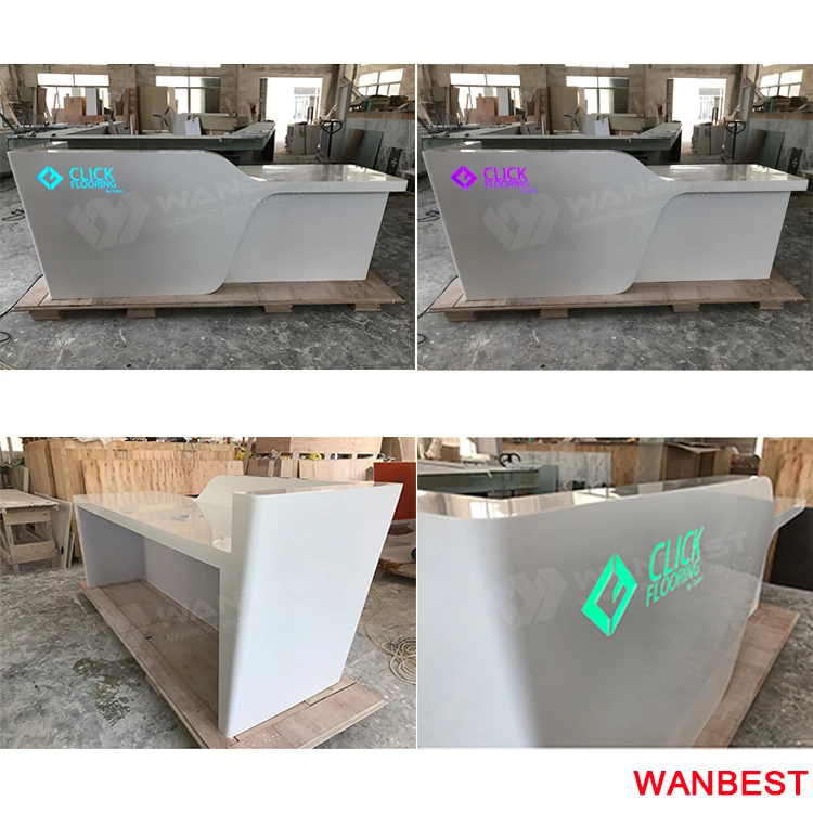 Luxury Artificial Marble Led Small Nail Salon Office Furniture Hotel Reception Desk Front Table