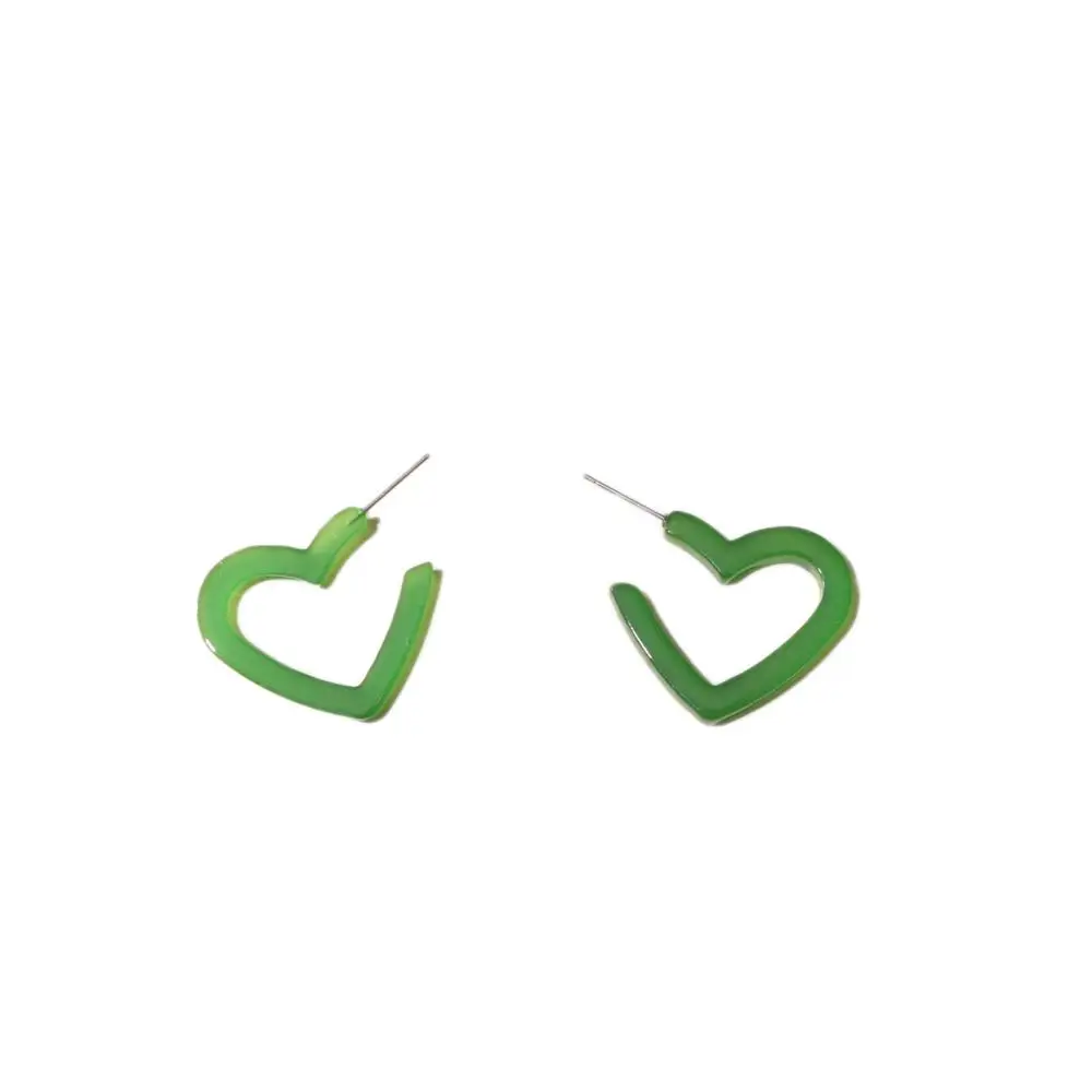 

2019 Designs Women Jewelry Wholesale Green Acrylic Heart Shape Hoop Earrings Small Size Fashion Earring, Colorful
