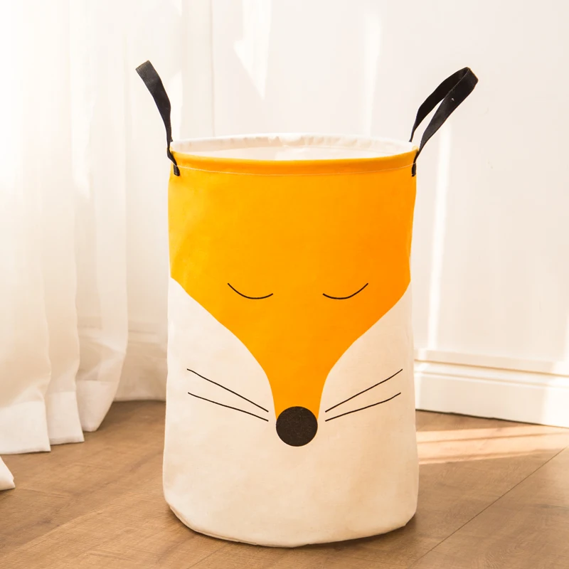 

Large Fox Custom Home Organizers Waterproof Cotton Foldable Storage Laundry Basket, (can be customized)