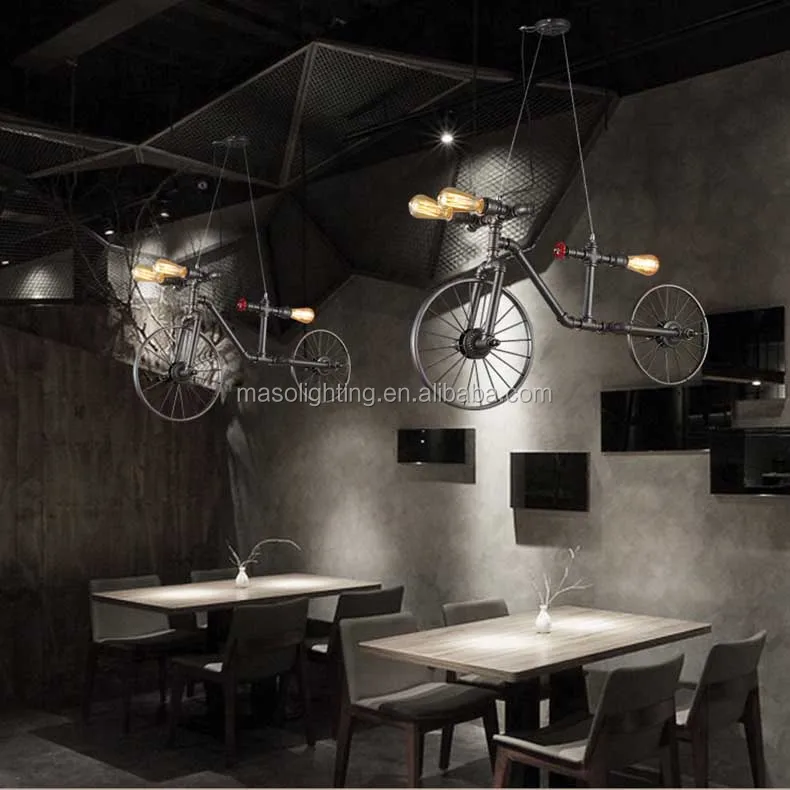 
2017 new hot vintage 90s popular chandelier light hanging Decorative Bicycle Lamp 