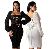 

fashionable lace up sexy mini night club dress women party