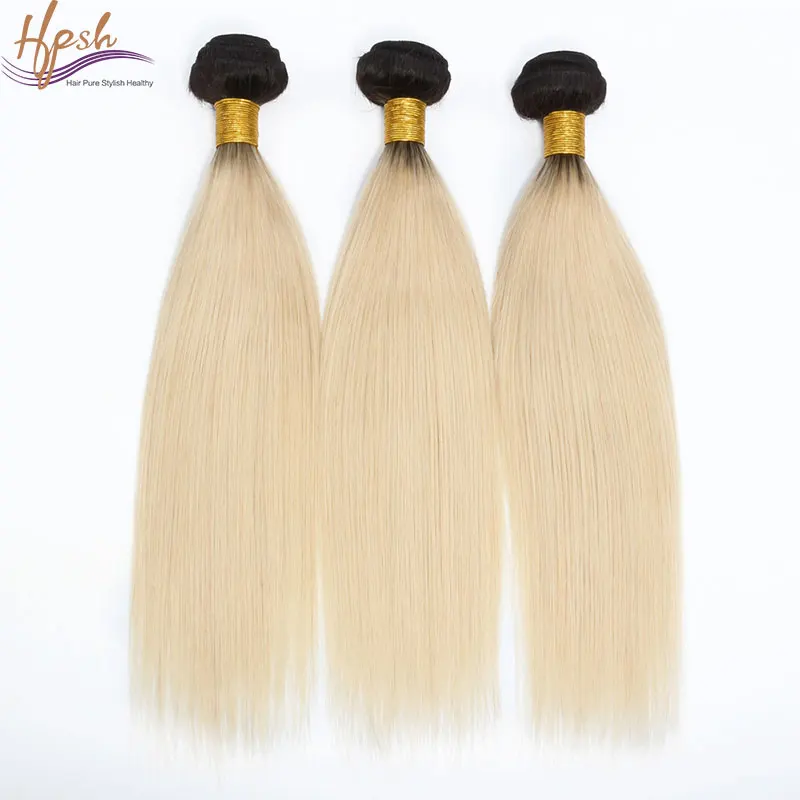 

8A T1b 613 straight wave white blonde cuticle aligned human hair extension weft