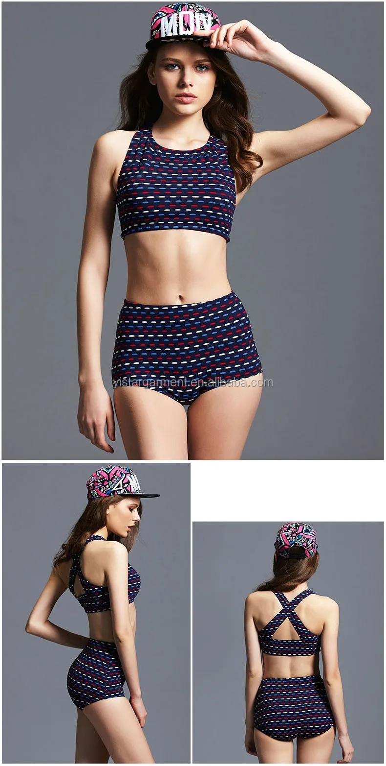 Two Piece Training Swimsuits Oem Customized Polyester Sport Swimwear