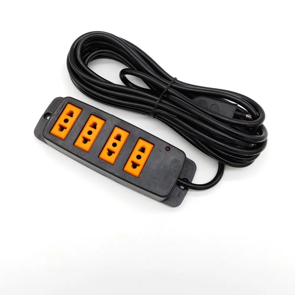 Black Power Strip Italy Plug Socket Electric Adapter Multiple 4 Outlet