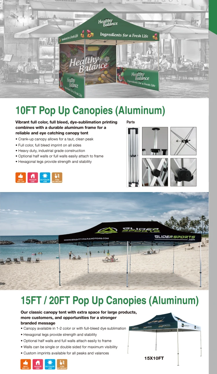 outdoor Events Canopy Tent 10x10 custom printed logo promotional pop up tents